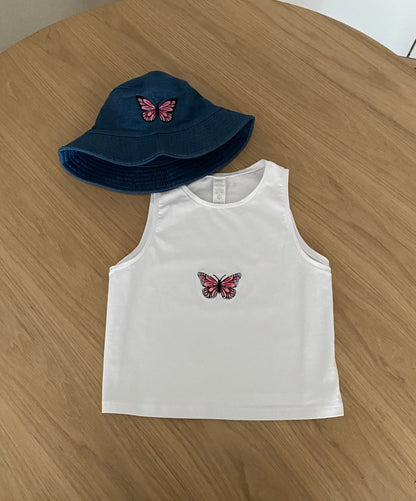 CONJUNTO TOP Y GORRO/A MARIPOSA