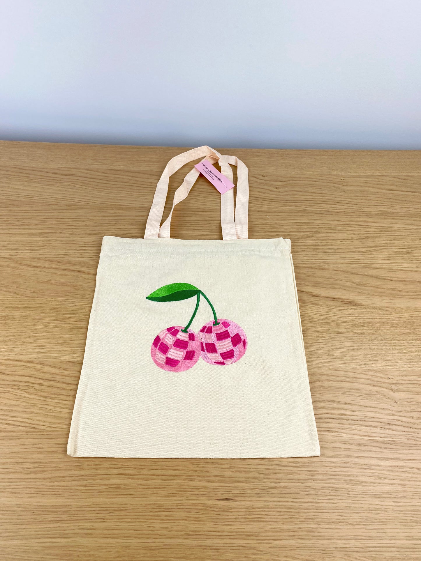 TOTE BAG BEIGE CEREZAS